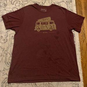 Eddie Bauer Shirt Adult XXL Tall Red Born to Roam Camper VW Bus Van Life Mens